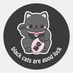 Black Maneki Runder Aufkleber