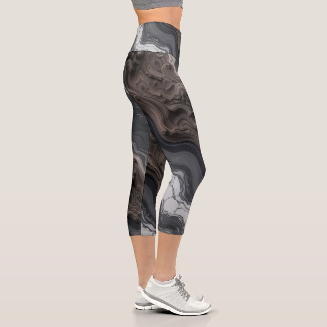 Black Marble Abstract Leggings – yoga pants (Rechts)