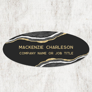Black Marble Agate Gold Glitzer Business Namensschild