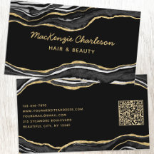 Black Marble Agate Gold Glitzer QR Code