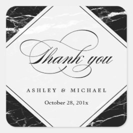 Black Marble Classy Typografy Script Vielen Dank Quadratischer Aufkleber
