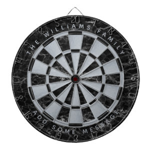 Black Marble Faux-Silberfolie Familienname Klassis Dartscheibe