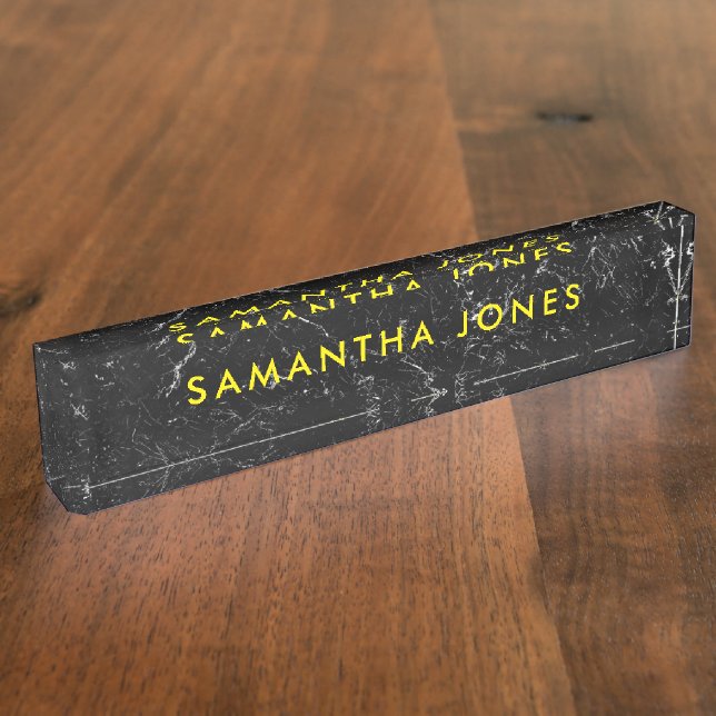 Black Marble Gold Classic Personalisiert Namensplakette (Seite)