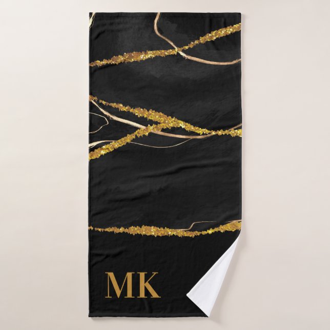 Black Marble Gold Glitzer Badehandtuch (Badehandtuch)