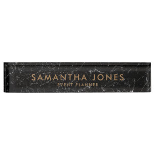 Black Marble Gold Minimal Event Planner Namensschi Namensplakette