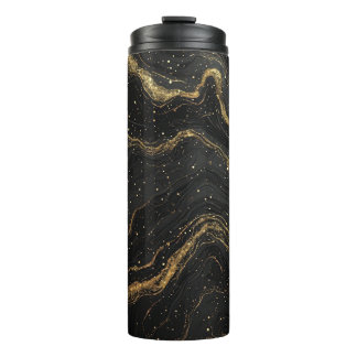 Black Marble Gold Veins Luxury Abstract Thermosbecher