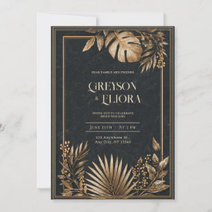 Black Marble & Gold VIP Luxe Wedding Einladung