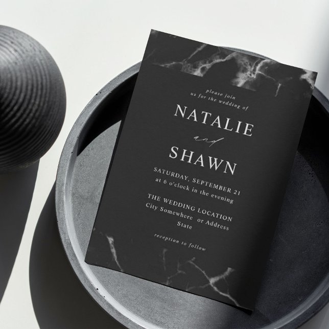 Black Marble Wedding Einladung (Von Creator hochgeladen)
