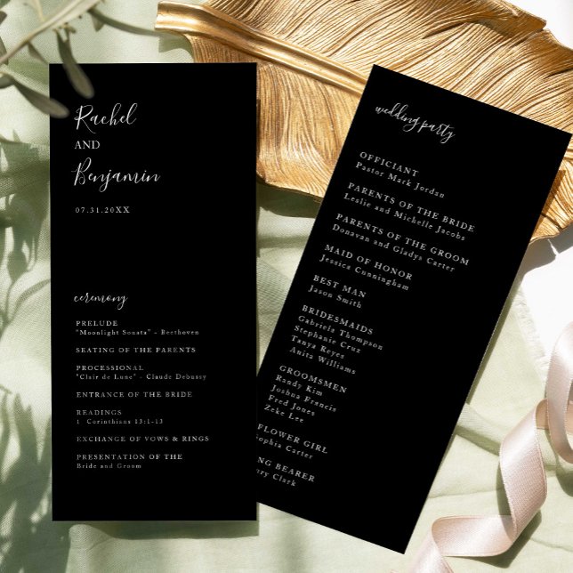 Black Mariage Cérémonie Script Programme Élégant (Créateur téléchargé)