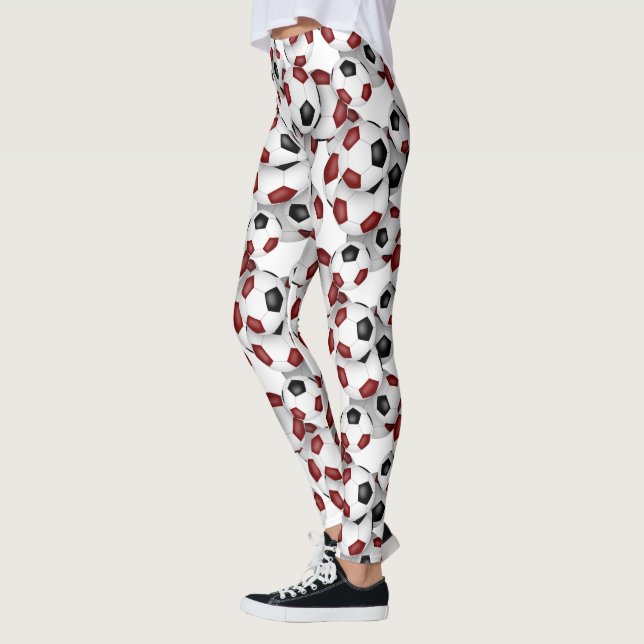 black maroon team colors soccer balls pattern leggings (Links)