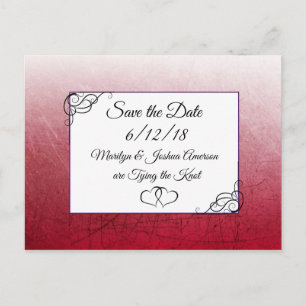 Black Maroon Wedding Save the Date Postcard Postkarte