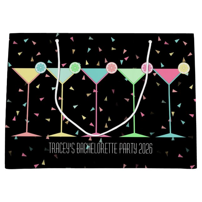 Black Martini Cocktail Confetti Party Celebration Große Geschenktüte (Vorderseite)