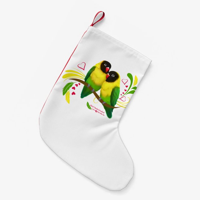 Black Masked Lovebirds Kleiner Weihnachtsstrumpf (Vorderansicht (hängend))