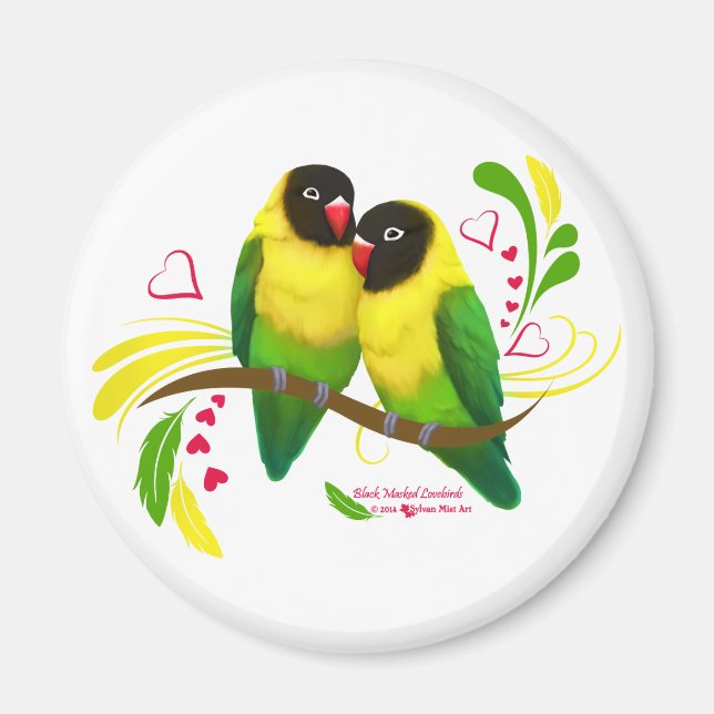 Black Masked Lovebirds Magnet (Vorne)