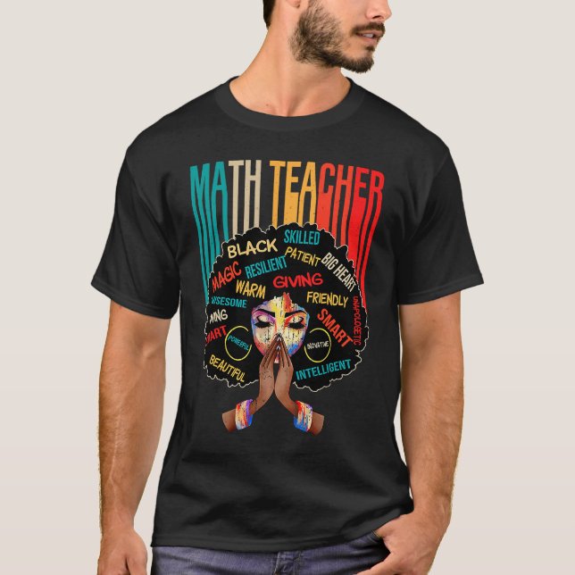 Black Math Teacher Afro Love Melanin African Ameri T-Shirt (Vorderseite)
