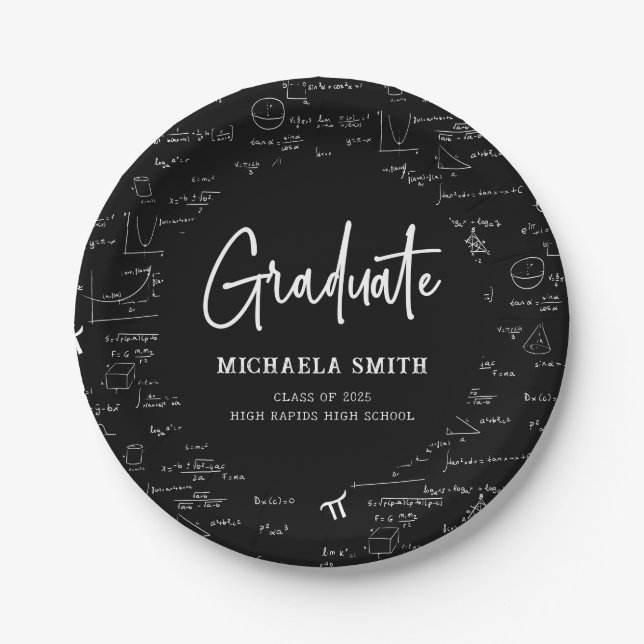 Black Mathematics High School Graduate Party Pappteller (Vorderseite)