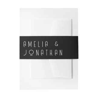 Black Matte Simple Minimal Formal Wedding Einladungsbanderole