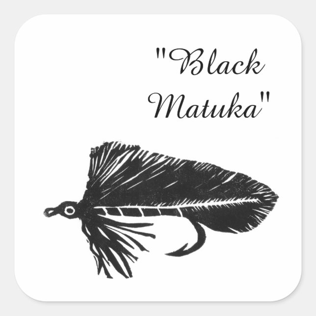 Black Matuka Streamer, Fliegenfischen, Fliegenflie Quadratischer Aufkleber (Vorderseite)