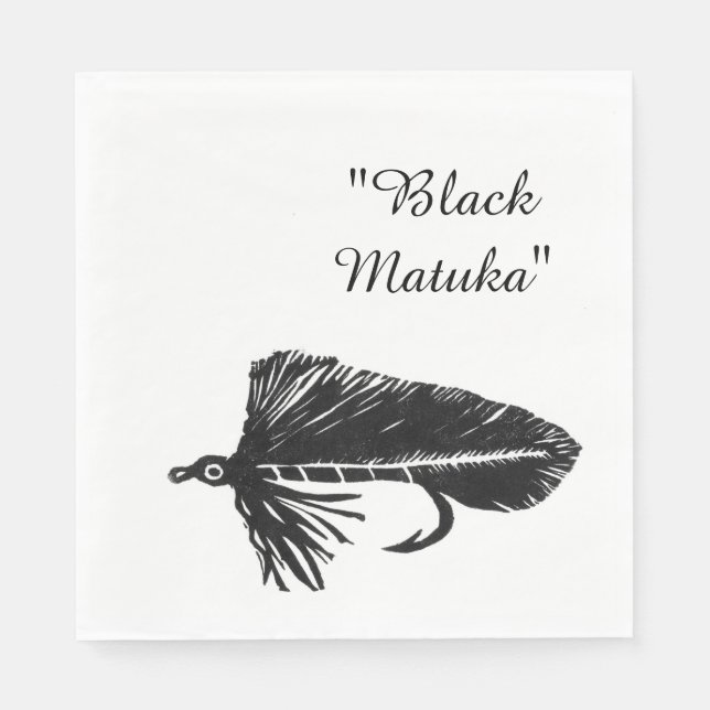 Black Matuka Streamer, Fliegenfischen, Fliegenflie Serviette (Vorderseite)