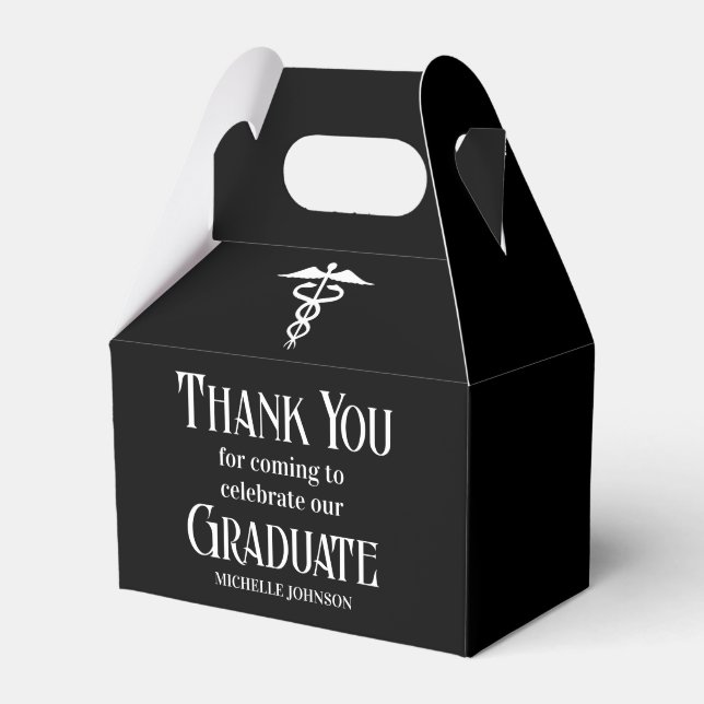 Black Medical School Customized Graduation Party Geschenkschachtel (Vorderseite)