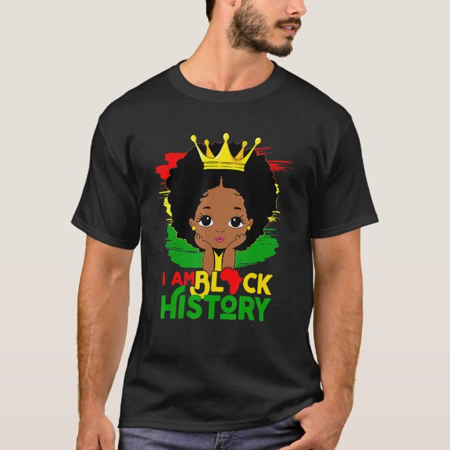 Black Melanin Girl I Am Black History Month Kids T-Shirt (Vorderseite)