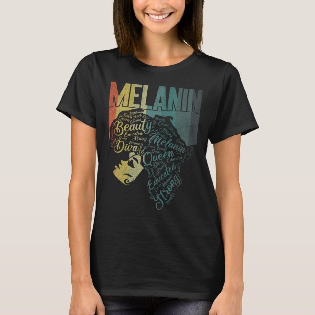 Black Melanin Königin Bekleidung Afrikanisch Ameri T-Shirt (Vorderseite)