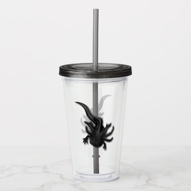 Black Melanoid Axolotl Art Acryltrinkbecher (Vorderseite)