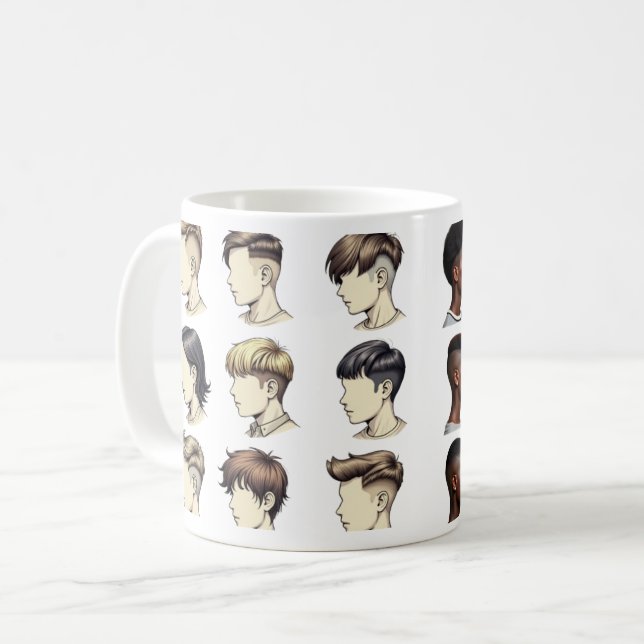Black Men Haircut Tasse - Barbershop Stile (Vorderseite Links)