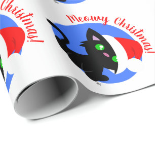 Black Meowy Christmas Kitty Wrapping Paper Geschenkpapier