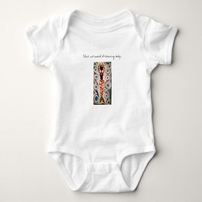 Black mermaid Dreaming Baby Baby Strampler (Vorderseite)