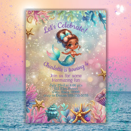 Black Mermaid Niedliche Geburtstag Girl Einladung