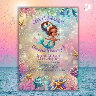 Black Mermaid Niedliche Geburtstag Girl Einladung