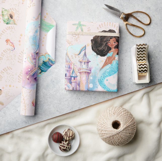 Black Mermaid Princess | Unterhalb des Meeres Geschenkpapier (Kunsthandwerk)