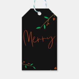 Black Merry Botanical Berry Branch Holiday Party Geschenkanhänger