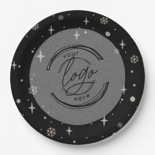 Black Merry Christmas Business Logo Snowflake Pappteller