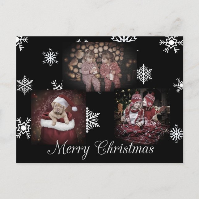 Black Merry Christmas Personalisiertes Foto Postkarte (Vorderseite)