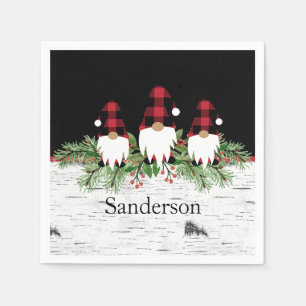 Black Merry Christmas Red Buffalo Kariert Gnome Serviette