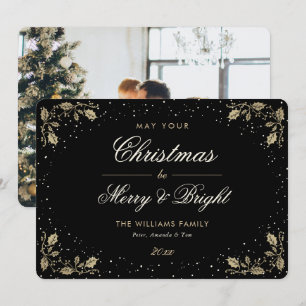 Black Merry und Bright Snow Holly Foto Weihnachten