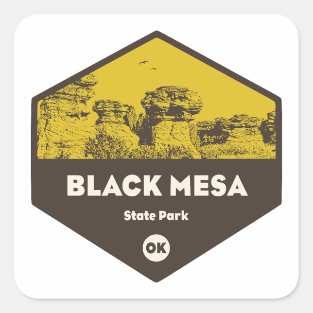 Black Mesa Staat Park Oklahoma Quadratischer Aufkleber (Vorderseite)