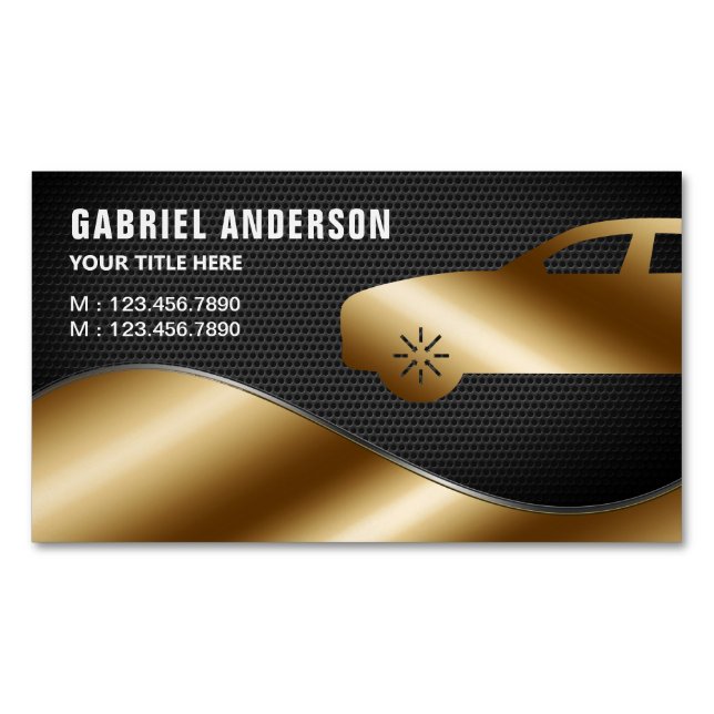 Black Mesh Gold Luxus Mietwagen Chauffeur Magnetische Visitenkarte (Vorderseite)