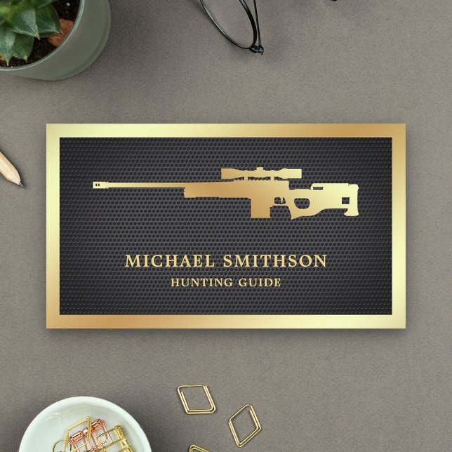 Black Mesh Gold Sniper Rifle Gun Shop Gunsmith Visitenkarte (Von Creator hochgeladen)