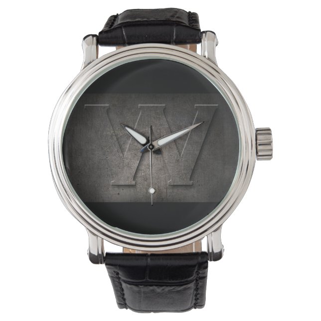 Black Metal Rustic W Monogram Watch Armbanduhr (Vorderseite)