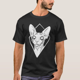Black Metal Sphynx Cat Death Metal Goth Männer Fra T-Shirt