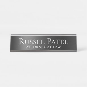 Black Metallic Contrast Anwalt Schreibtischnamensplakette