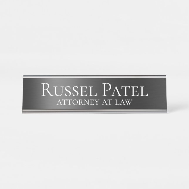 Black Metallic Contrast Anwalt Schreibtischnamensplakette (Vorderseite )