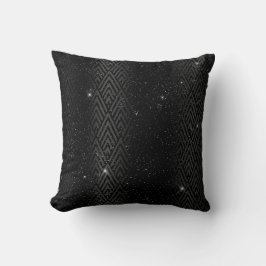 Black Metallic Foil & Glitzer Glam Art Deco Kissen