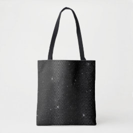 Black Metallic Foil & Glitzer Glam Art Deco Tasche