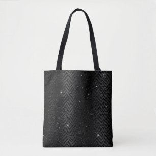 Black Metallic Foil & Glitzer Glam Art Deco Tasche