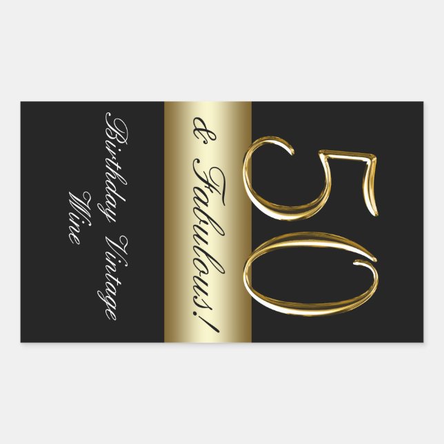 Black Metallic Gold 50e Anniversaire Vin Étiquette (Devant)