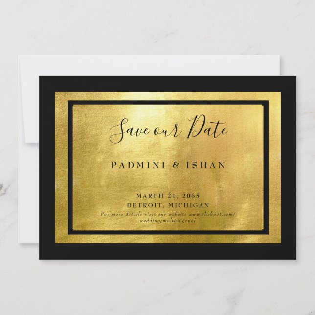 Black & Metallic Gold Glam Save the Date (Vorderseite)